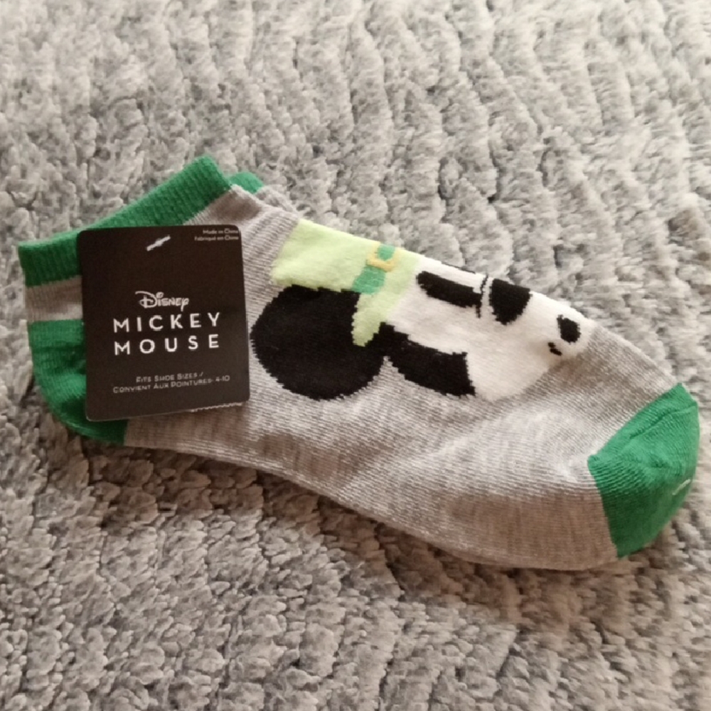 Disney Mickey Mouse Gray and Green Socks